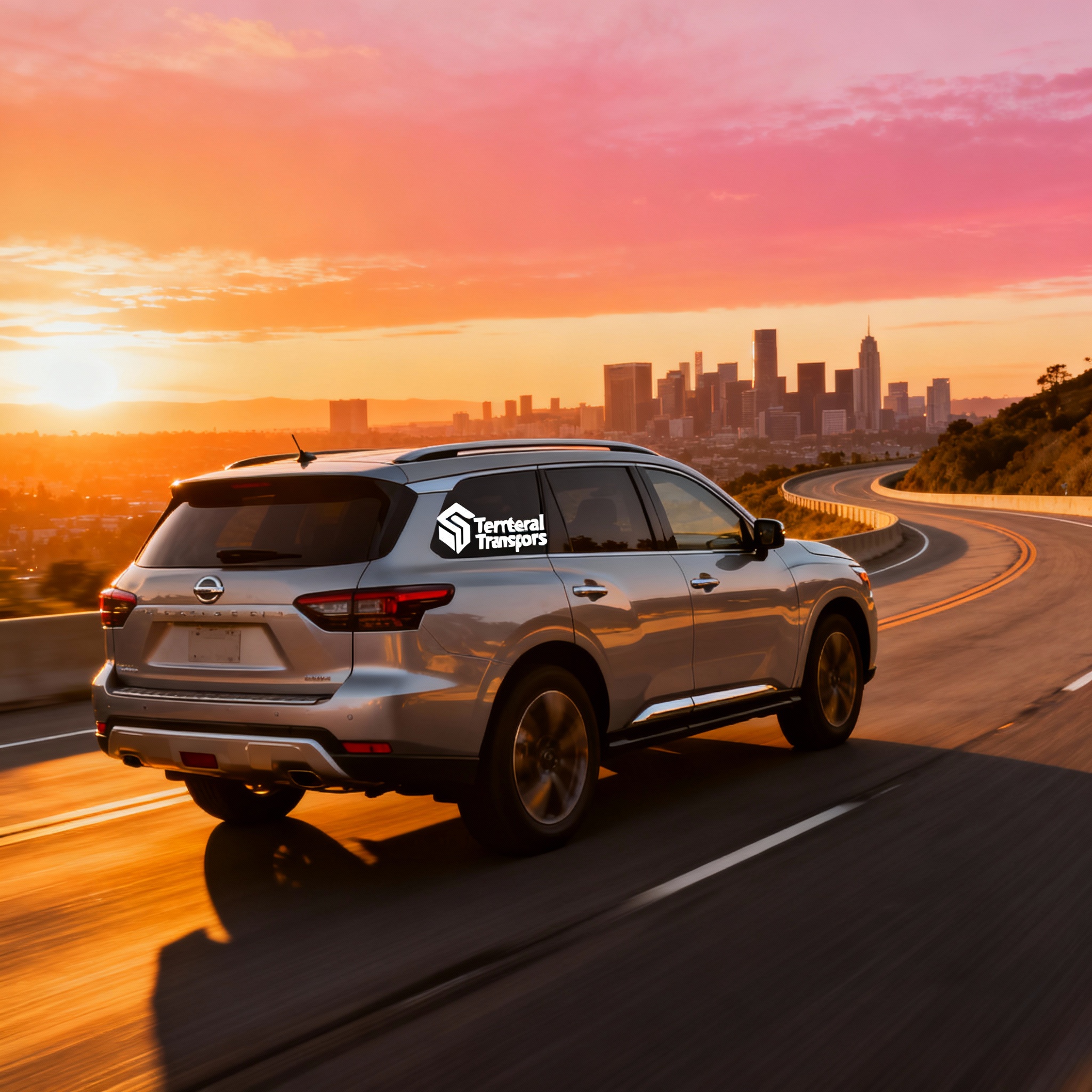 Terrestrial Transports vehicle at sunset
